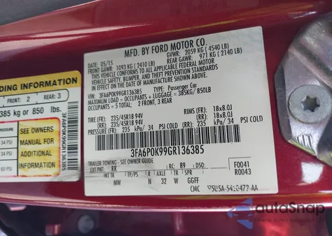 2016 Ford Fusion Titanium from USA, damaged, VIN 3FA6P0K99GR136385